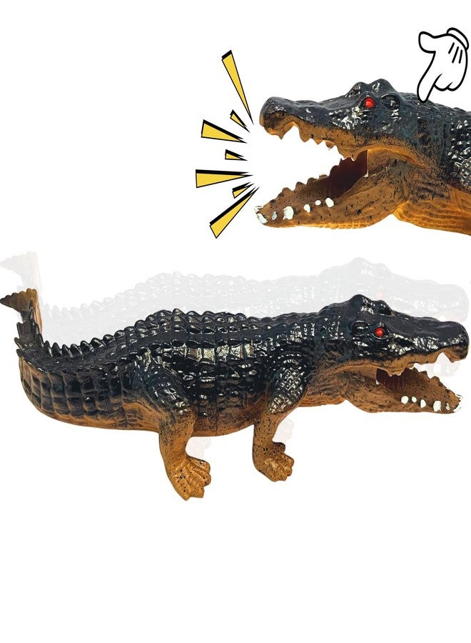 Mallexo Crocodile Action Figure Toy for Kids 3+| 1PC Realistic Alligator Toys for Boys and Girls with Choo-Choo Sound Detailed Reptile Wild Animal Figurine Education & Decor Item Birthday Gift(Black) - Image 1